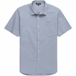 Stoic Solid Texture Short Sleeve Button Down Shirt Men's -Stoic Pop Store BLU 4