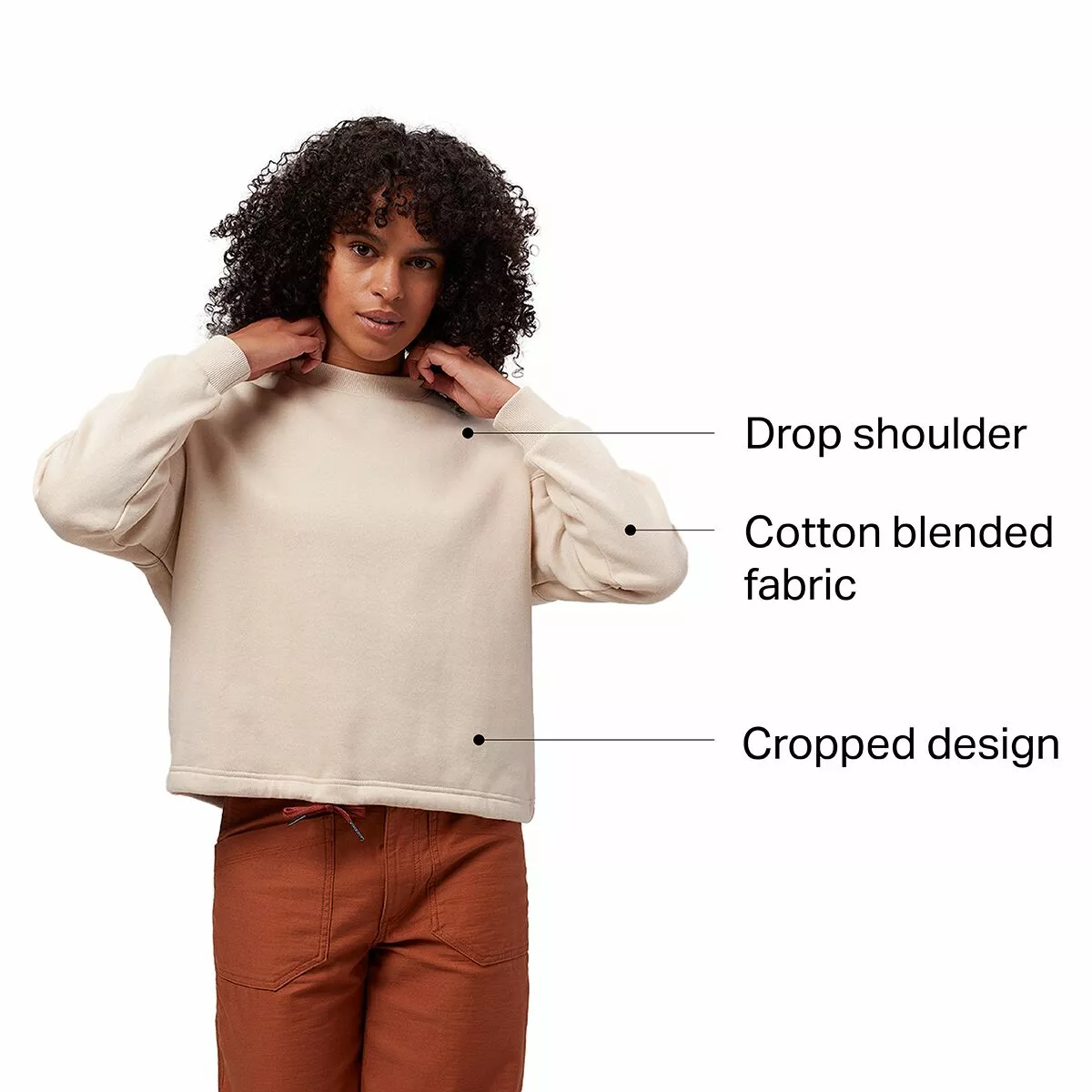 Stoic French Terry Crop Crewneck Hoodie Women's 2 Stoic French Terry Crop Crewneck Hoodie Women's - Image 2