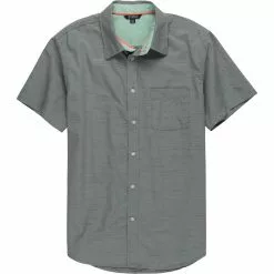 Stoic Nep Solid Woven Short Sleeve Button Up Shirt Men's