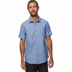 Stoic Crosshatch Linen Short Sleeve Button Down Shirt Men's