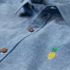 Stoic Crosshatch Linen Short Sleeve Button Down Shirt Men's -Stoic Pop Store NAV D1 1