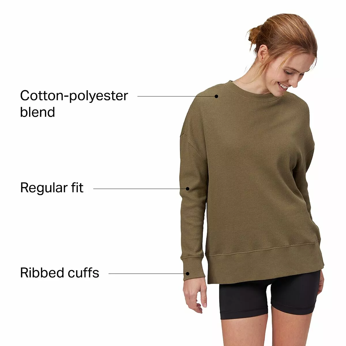 Stoic Long Sleeve Waffle Knit Top Women's 2 Stoic Long Sleeve Waffle Knit Top Women's - Image 2