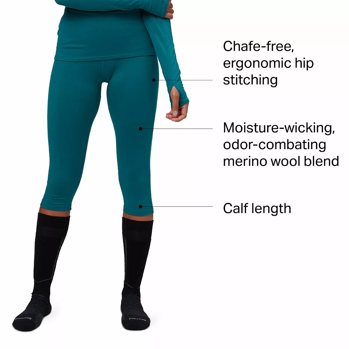Stoic Merino Blend Calf Length Baselayer Bottom Women's 4 Stoic Merino Blend Calf Length Baselayer Bottom Women's - Image 4