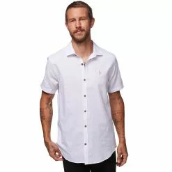 Stoic Crosshatch Linen Short Sleeve Button Down Shirt Men's -Stoic Pop Store WHI 2