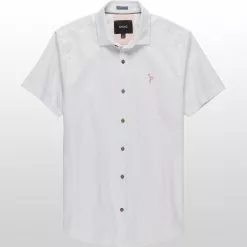 Stoic Crosshatch Linen Short Sleeve Button Down Shirt Men's -Stoic Pop Store WHI D4