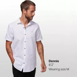 Stoic Crosshatch Linen Short Sleeve Button Down Shirt Men's -Stoic Pop Store WHI D6